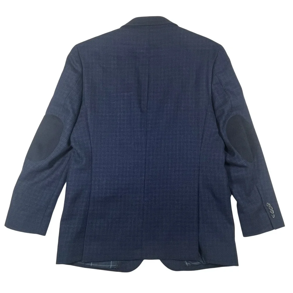 Jos. A. Bank‎ Blazer Mens 41R Blue Birdseye Weave Wool Tailored Fit Elbow Patch